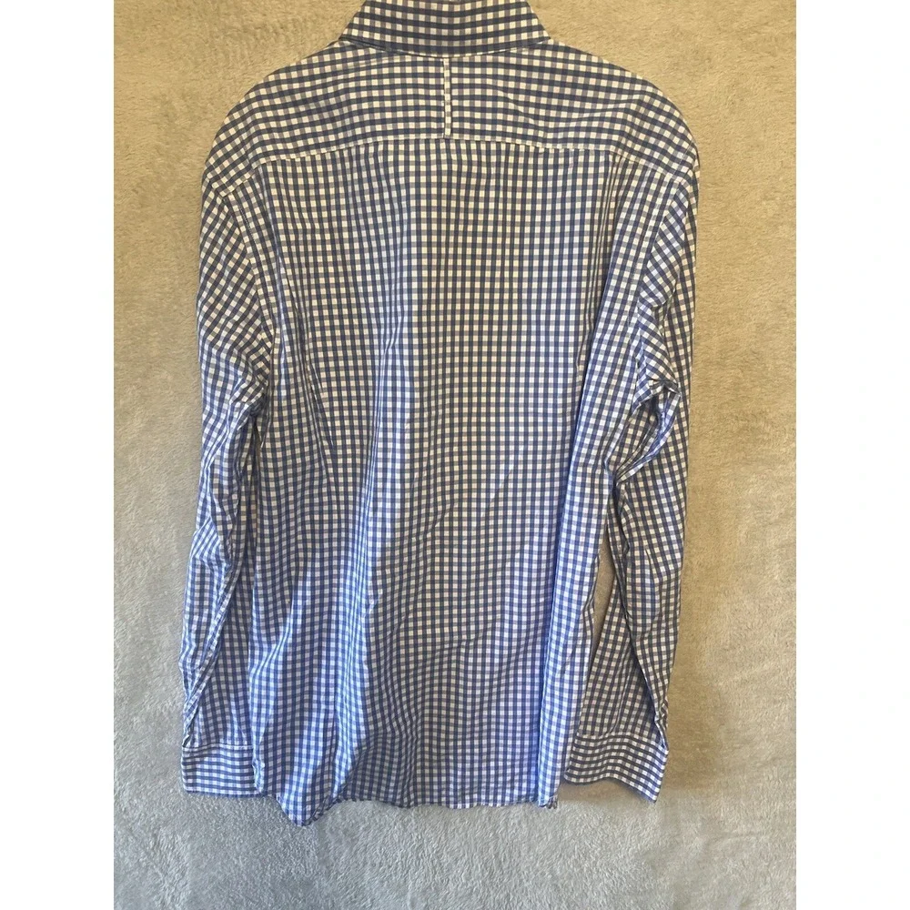 Banana Republic Button Down Mens L Blue Excellent Soft Wash Tailored Slim Gingha